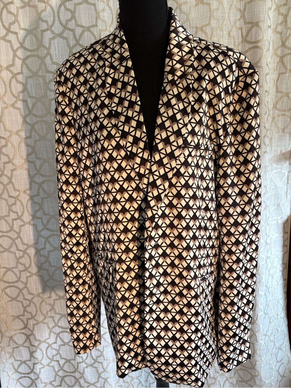 Geometric Pattern Black & Cream Unisex Blazer